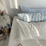 Blue Cotton Pillowcases Stripe