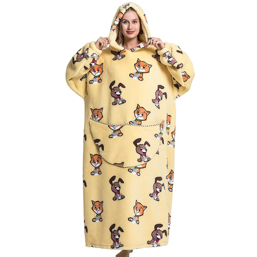 Animal Printed Hooded Blanket