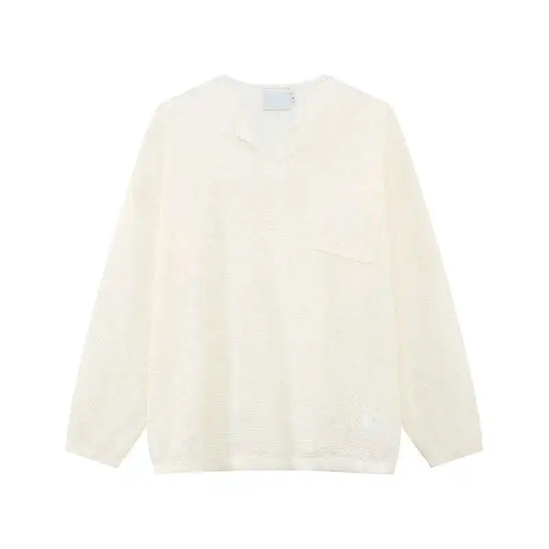 Camiseta coreana con cuello de pico elegante