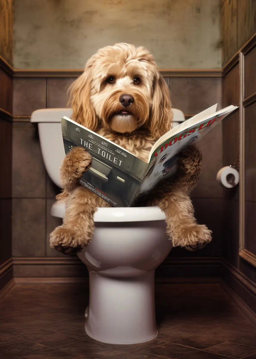 Dog Reading Newspaper Poster