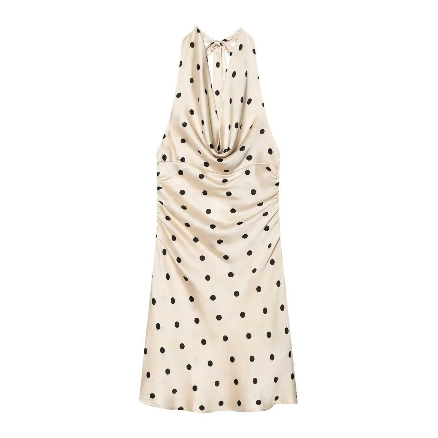 Satin Halter Neck Polka Dot Mini Dress
