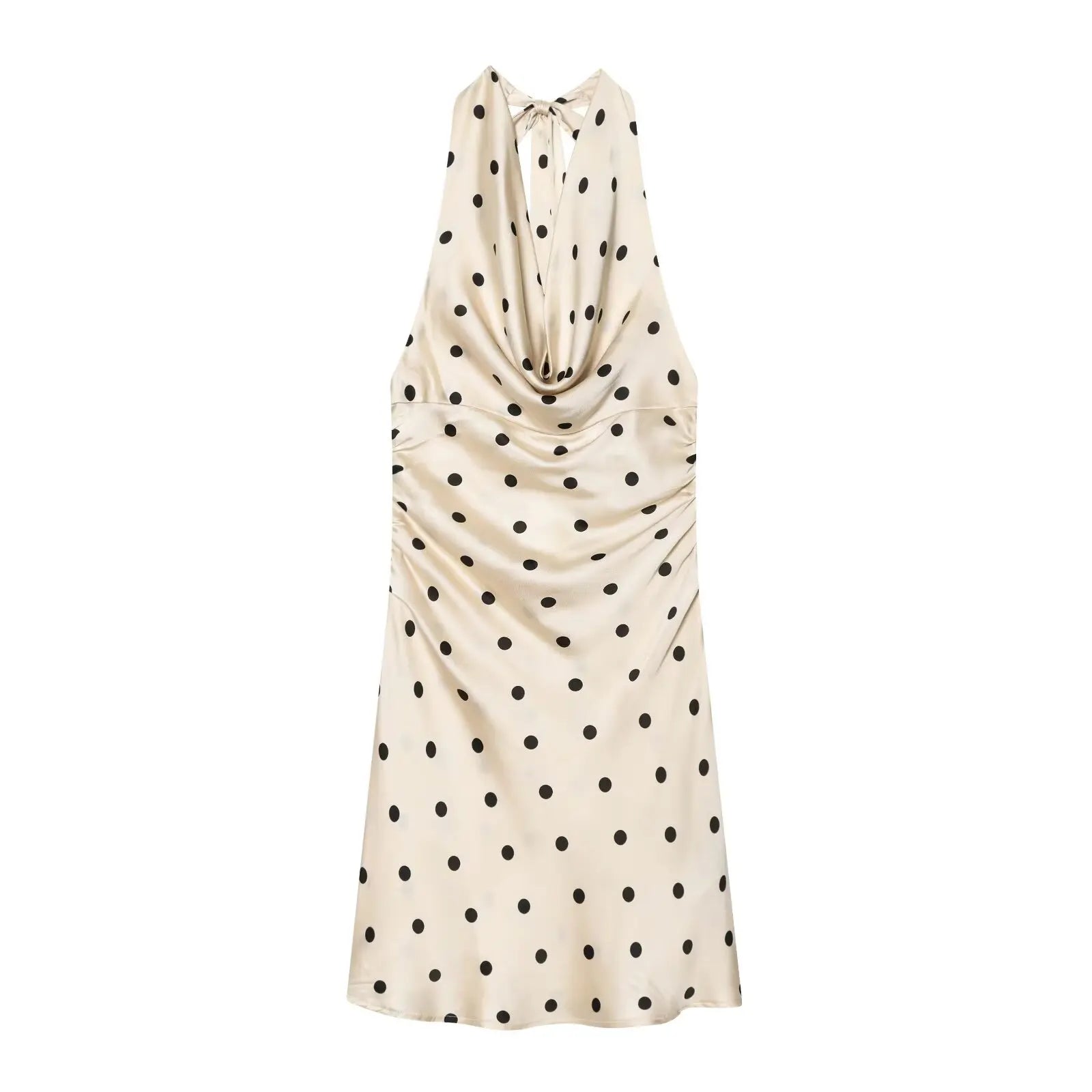 Satin Halter Neck Polka Dot Mini Dress