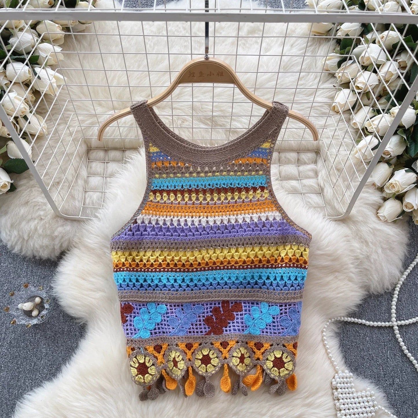 Vintage Knitted Retro Crochet Women Tank Tops