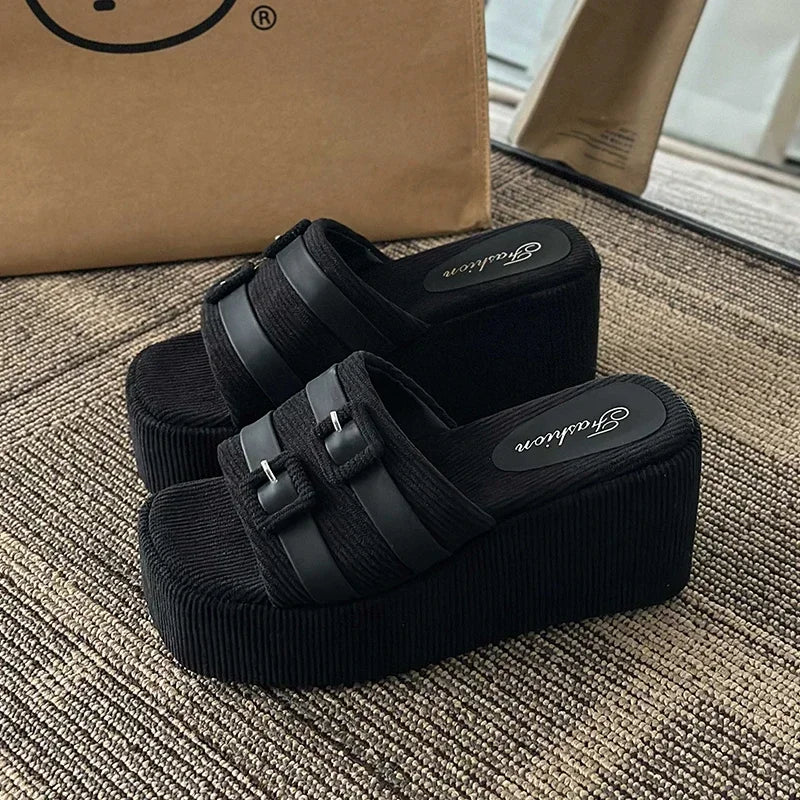 Y2K Buckle Platform Cute Sandals