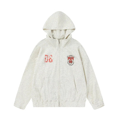 Sudadera con capucha y cremallera de cuello alto Y2K