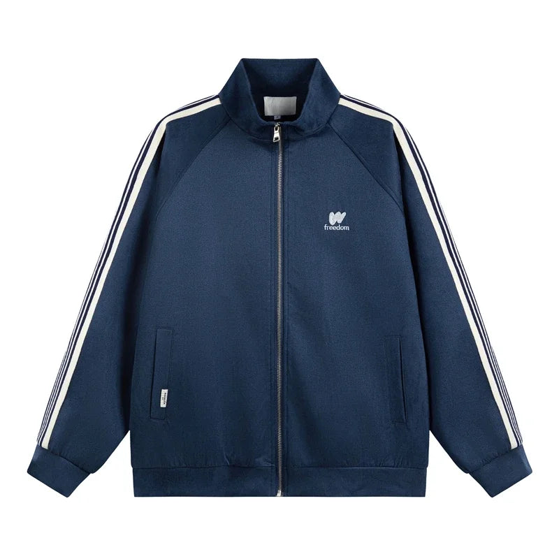 Gestreifter Damen-Sweatshirt mit Reißverschluss für den Frühling