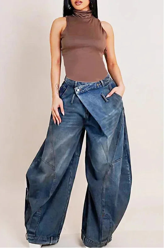 Cyberpunk Loose Asymmetrical Denim Jeans
