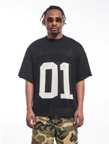 Breathable Crew Neck Jacquard Knit T-Shirt