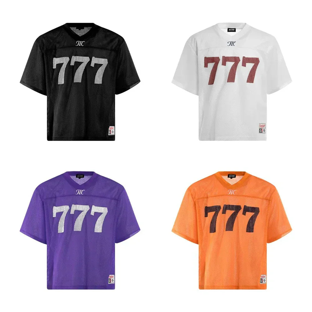 777 Breathable Mesh Hollow Retro T-Shirt