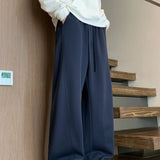 Solid Black Elastic Waist Baggy Pants