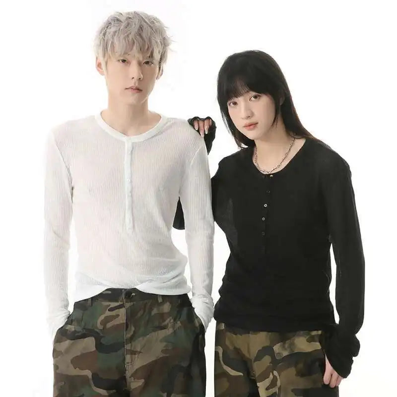 Solid Color Korean Long-Sleeved T-Shirt