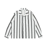 Gestreiftes Jacquard-Langarmhemd mit Kubakragen