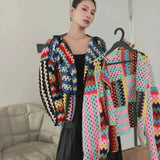 Colorful Crochet Knitted Hollow Cardigan