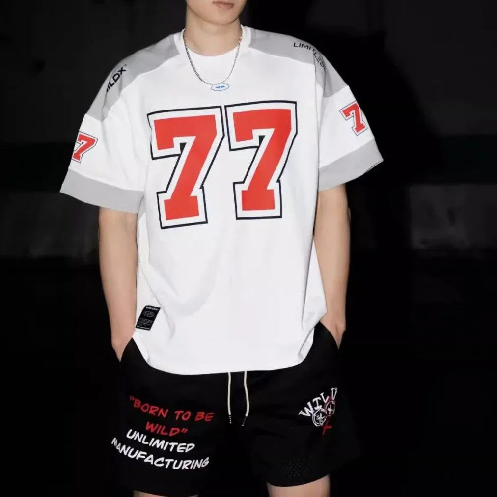American Sports Patchwork Casual T-Shirt