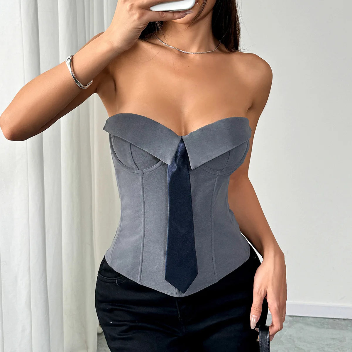 Y2K Necktie Corset Top