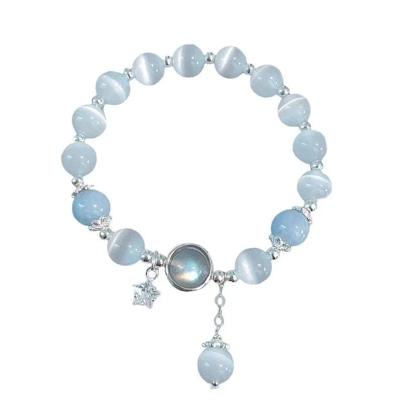 Vintage Mondstein Kristall Blau Armband