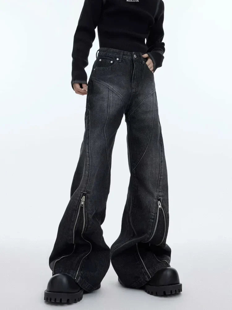 Washed Black Flare Jeans