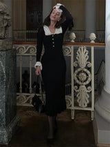 Old Money Retro Knitted Midi Dress