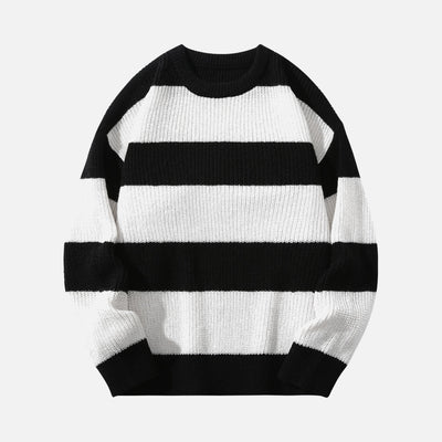 Stripped Loose O-neck Sweater