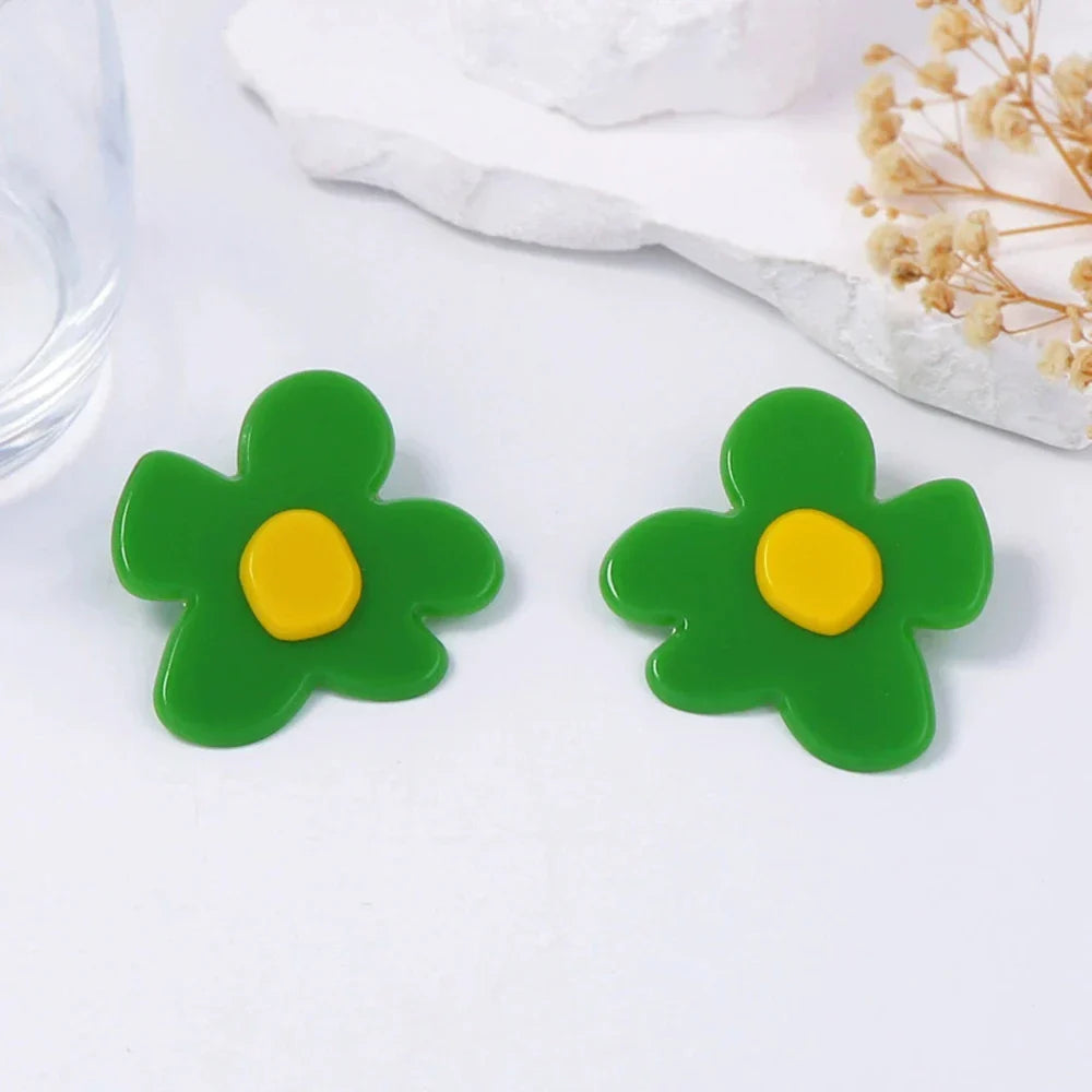 Pendientes vintage de flor acrílica