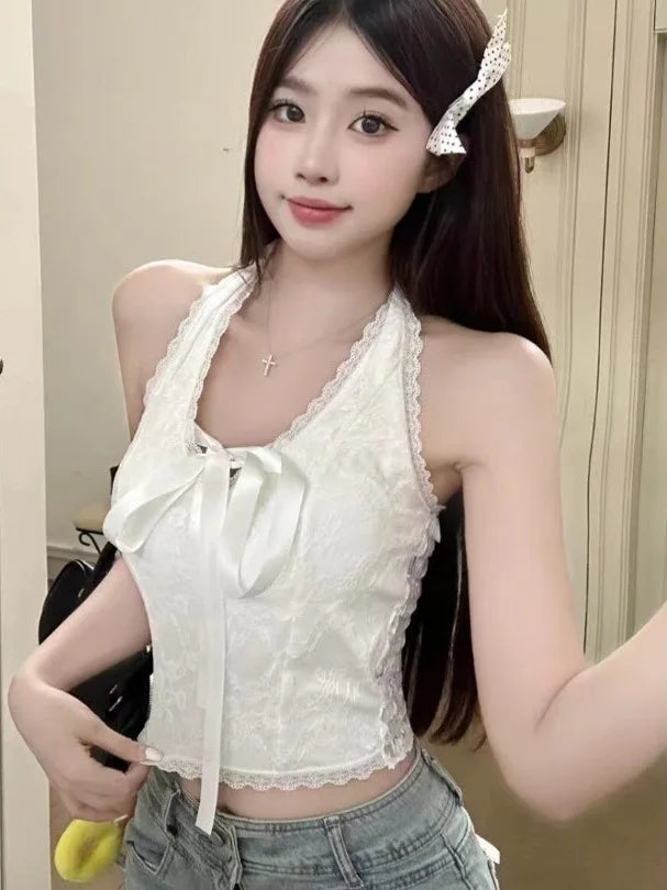 Coquette Core Bow Halter Top