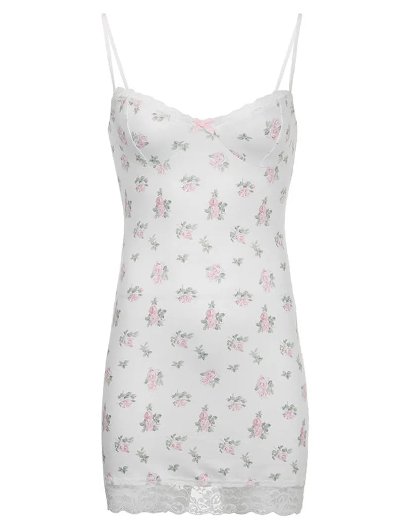 Coquette Sexy Lace Up Floral Mini Dress