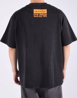 Vintage Porträtmuster Bedrucktes Schwarzes T-Shirt