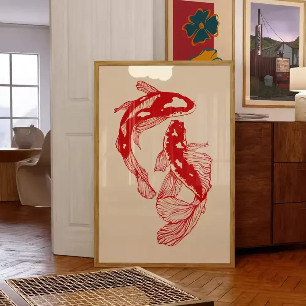 Vintage Red Koi Poster