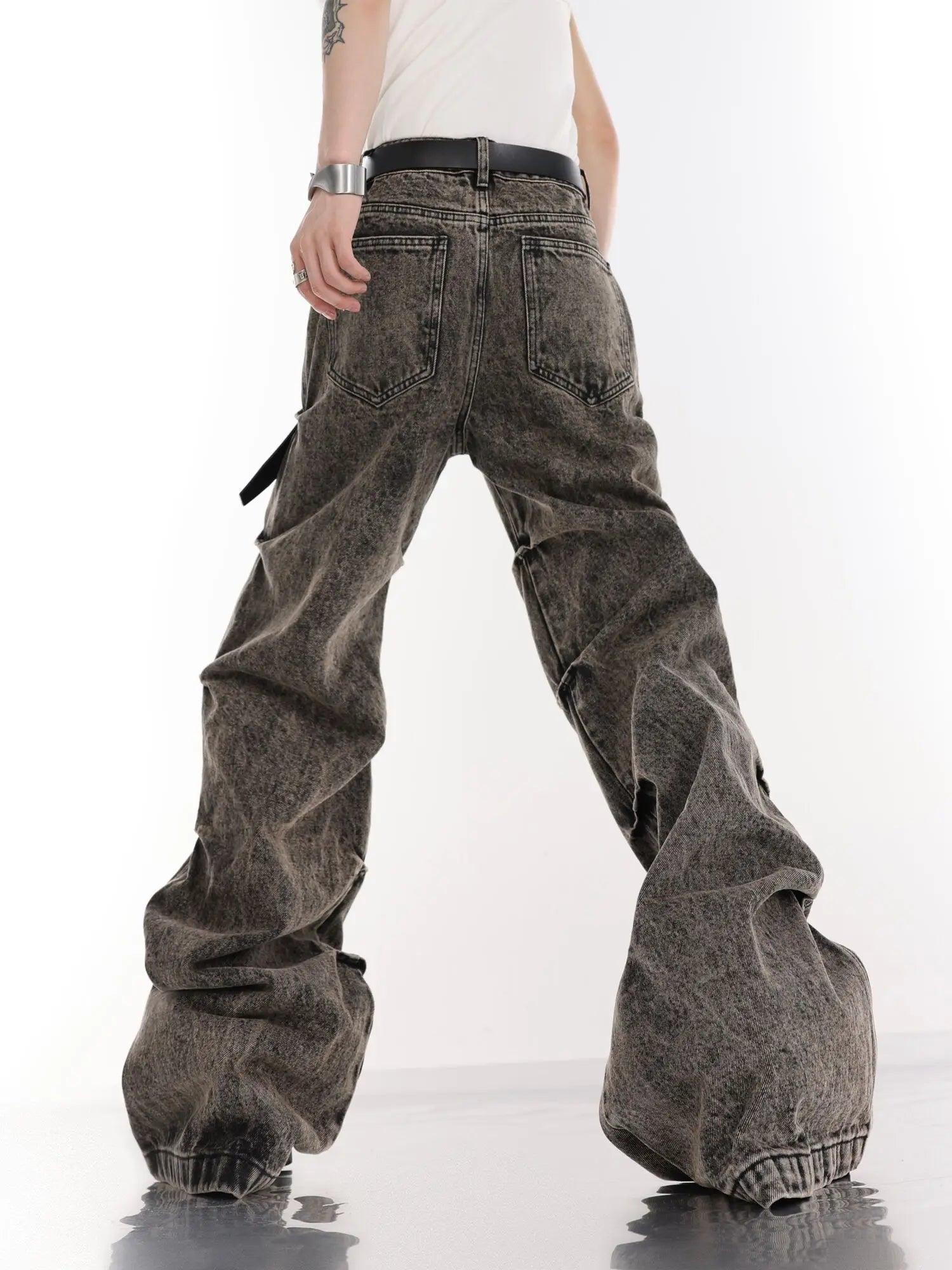 High Waisted Cyberpunk Washed Jeans