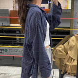 Plaid Oversized Blue Button-Up Shirt