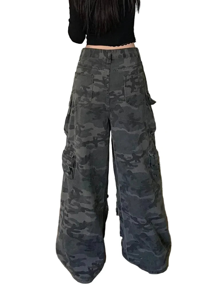 Low Rise Waist Camo Cargo Pants