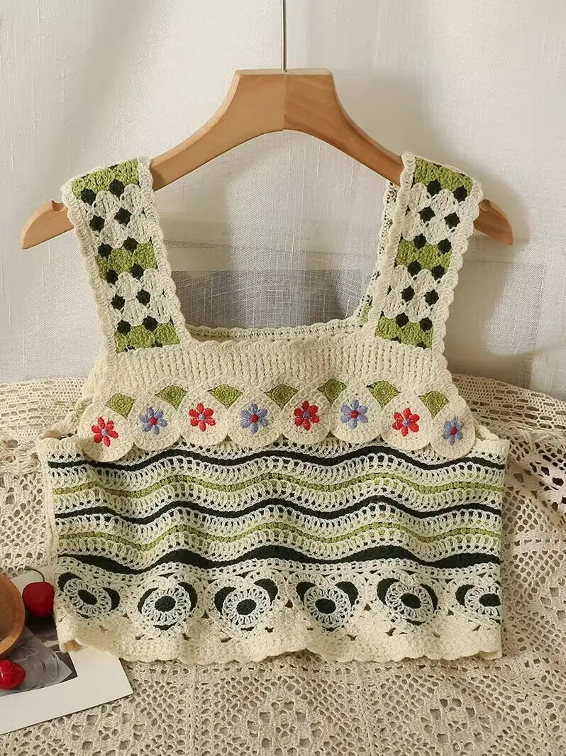 Vintage Knitted Retro Crochet Women Tank Tops