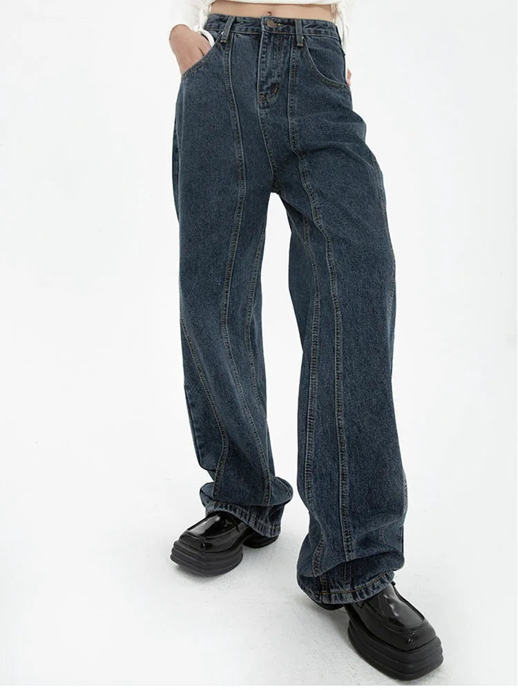 High-Waist-Jeans Dunkelblau