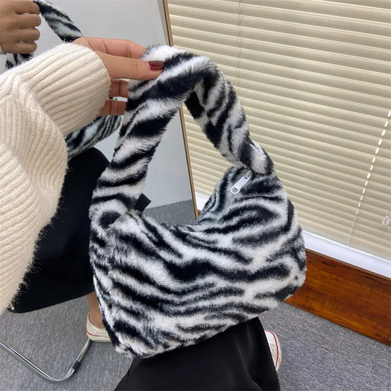 Fuzzy Fleece Leopard Bag