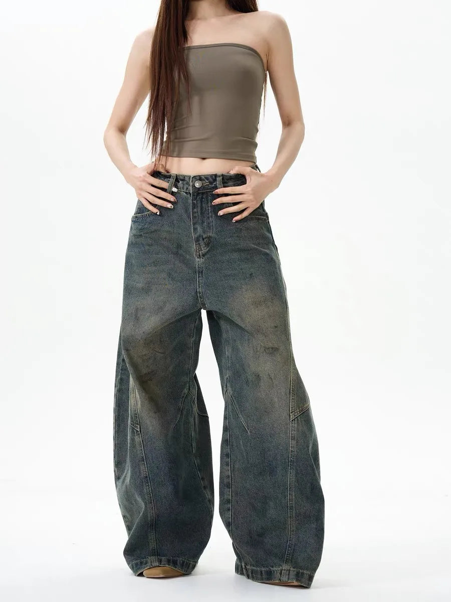Y2K Rust Dirty Baggy Jeans