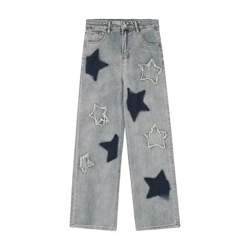 Vintage Star Embroidery Baggy Jeans
