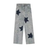 Vintage Star Embroidery Baggy Jeans