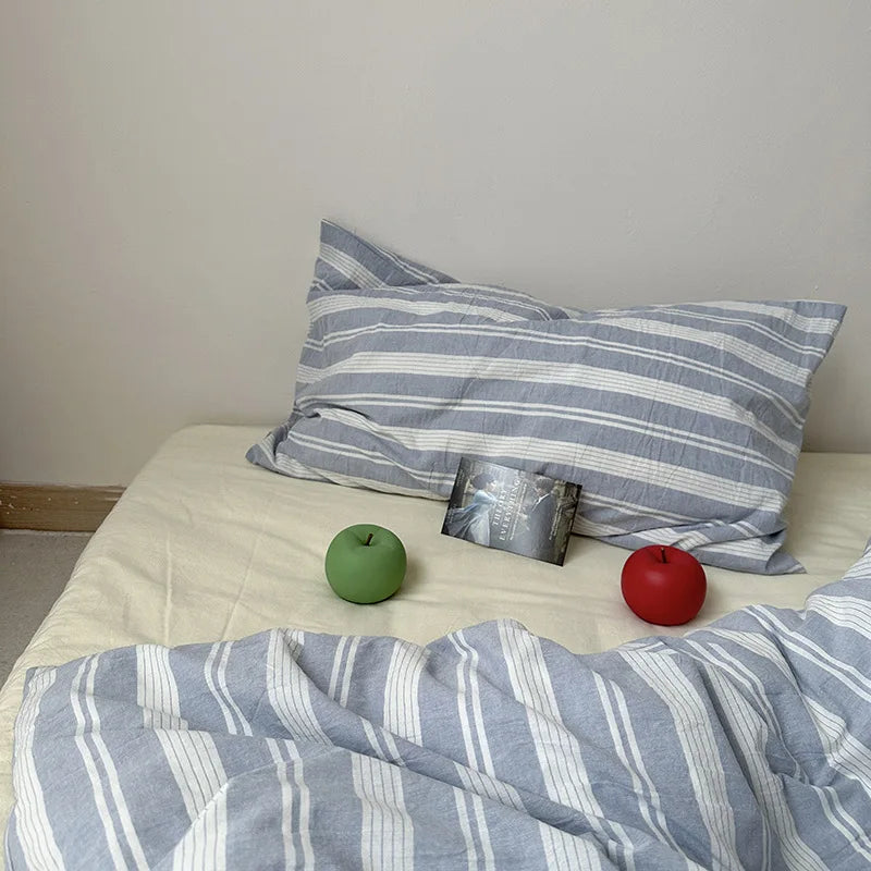 Blue Cotton Pillowcases Stripe