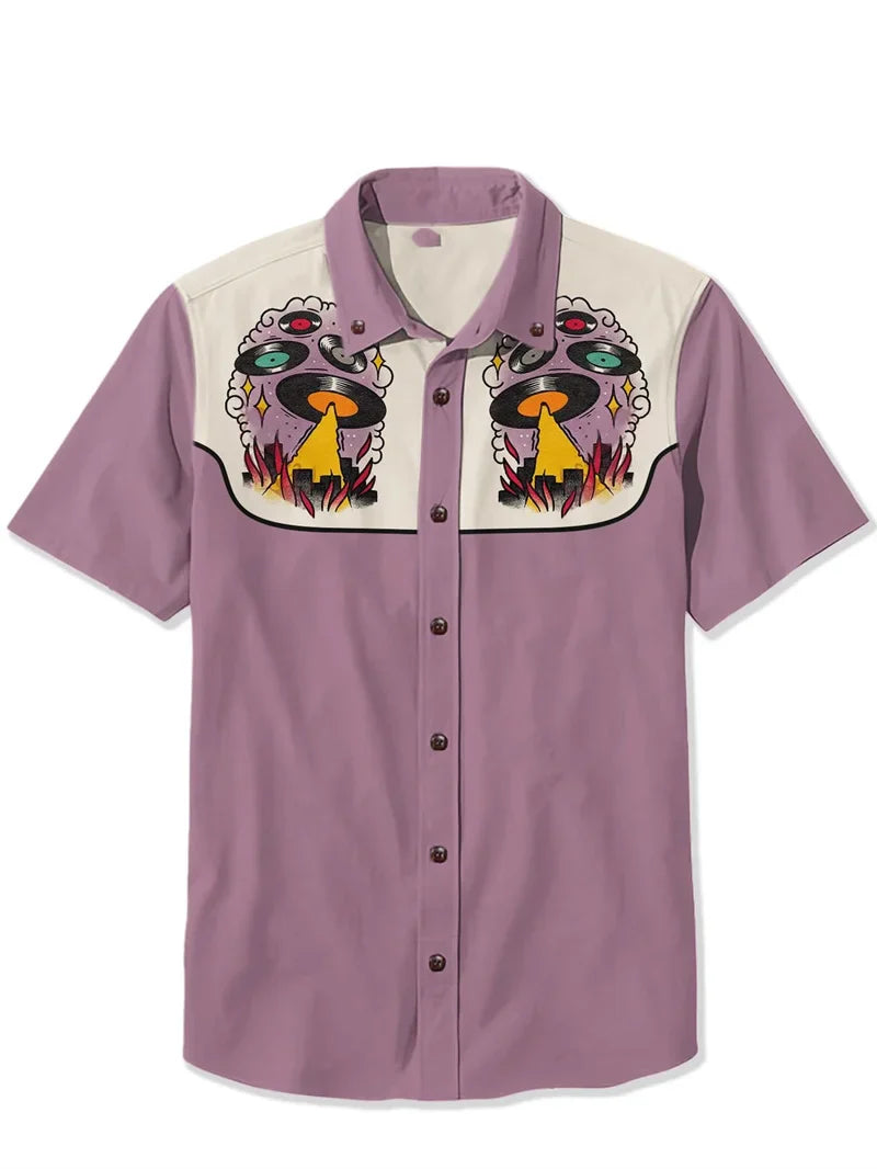 Summer Color Block Button Down Shirt