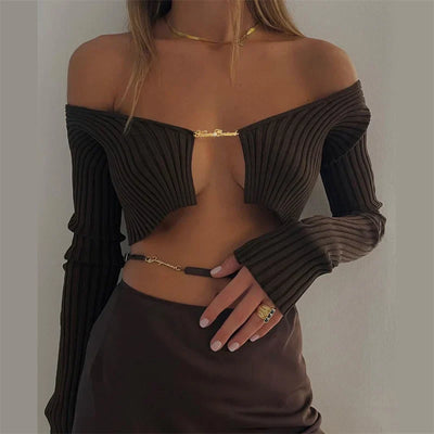 Baddie Knitted Open Front Sexy Crop Top