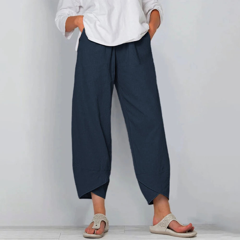 Old Money Linen Wide Leg Women Pants