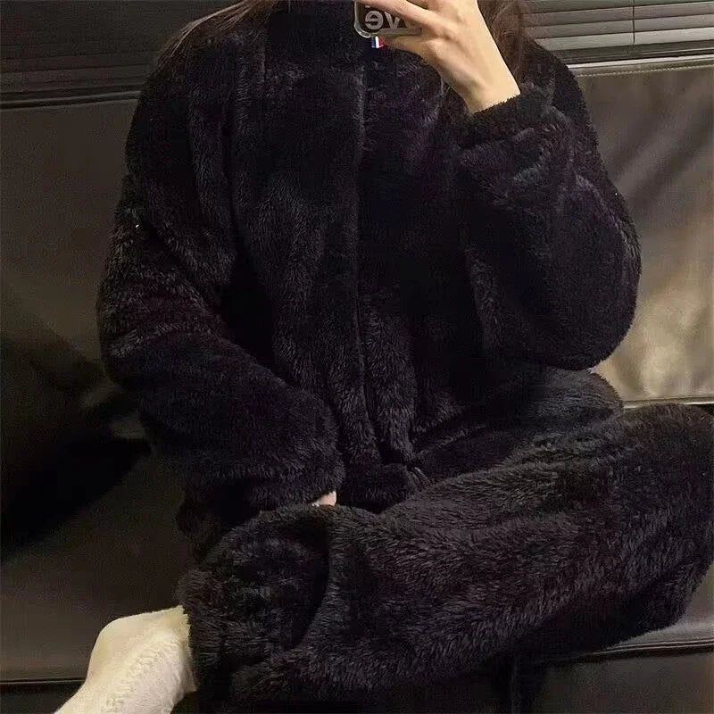 2 Piece Couple Coral Fleece Warm Pyjamas
