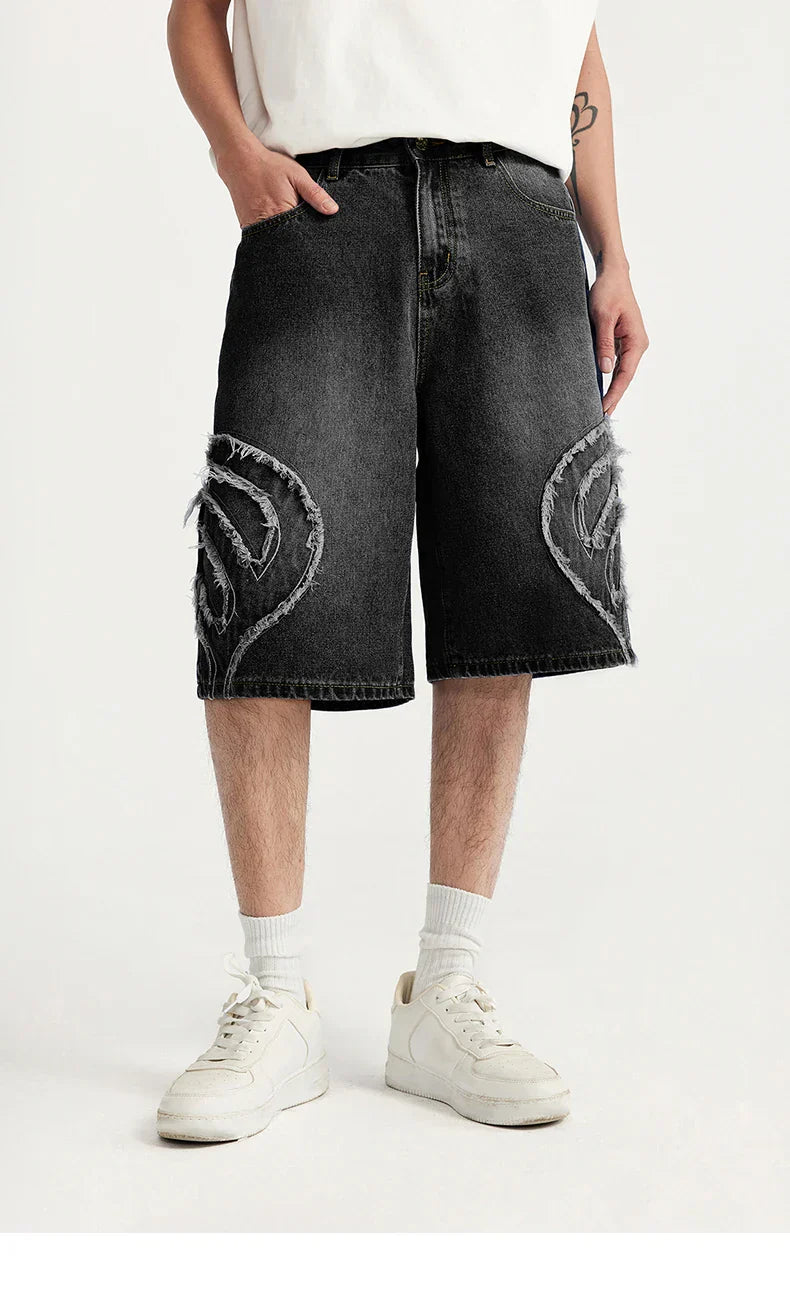Vintage Patchwork Distressed Denim Cropped Jeans