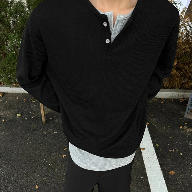 Casual Patchwork Round Collar Long T-Shirt