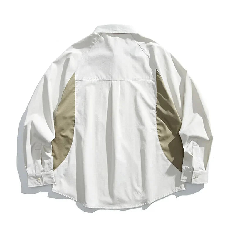 Oversize Splice Loose Casual Long Shirt