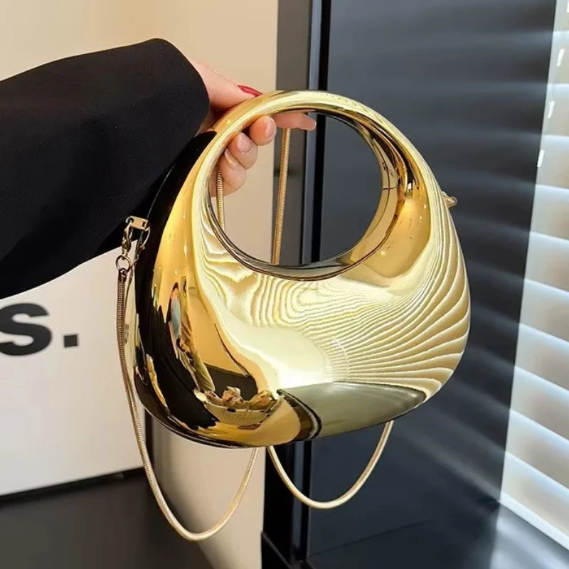 Shiny Modern Crescent Handbag