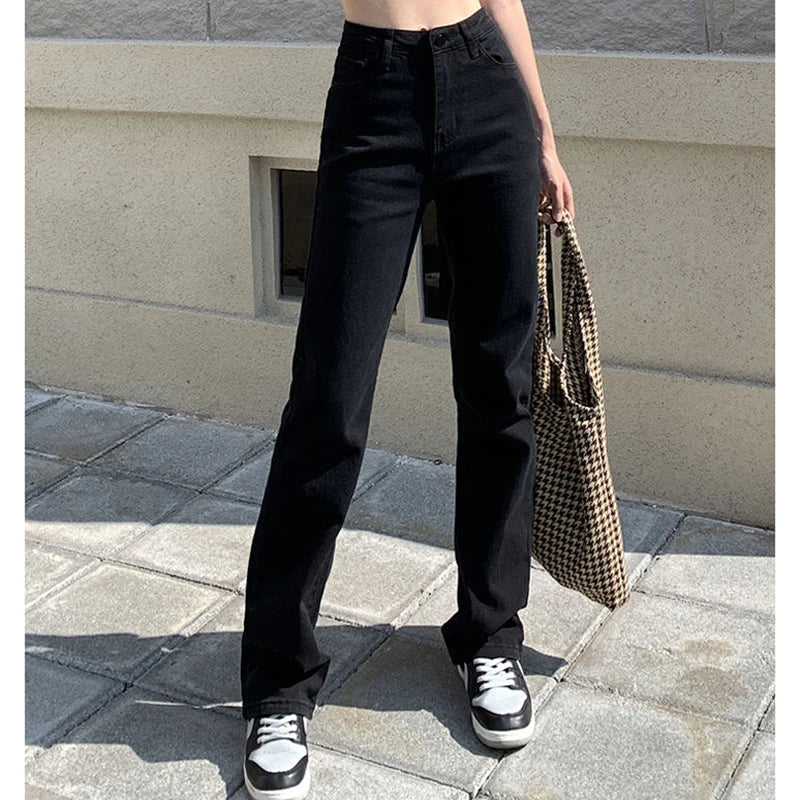 High Waist Korean Straight Leg Jeans