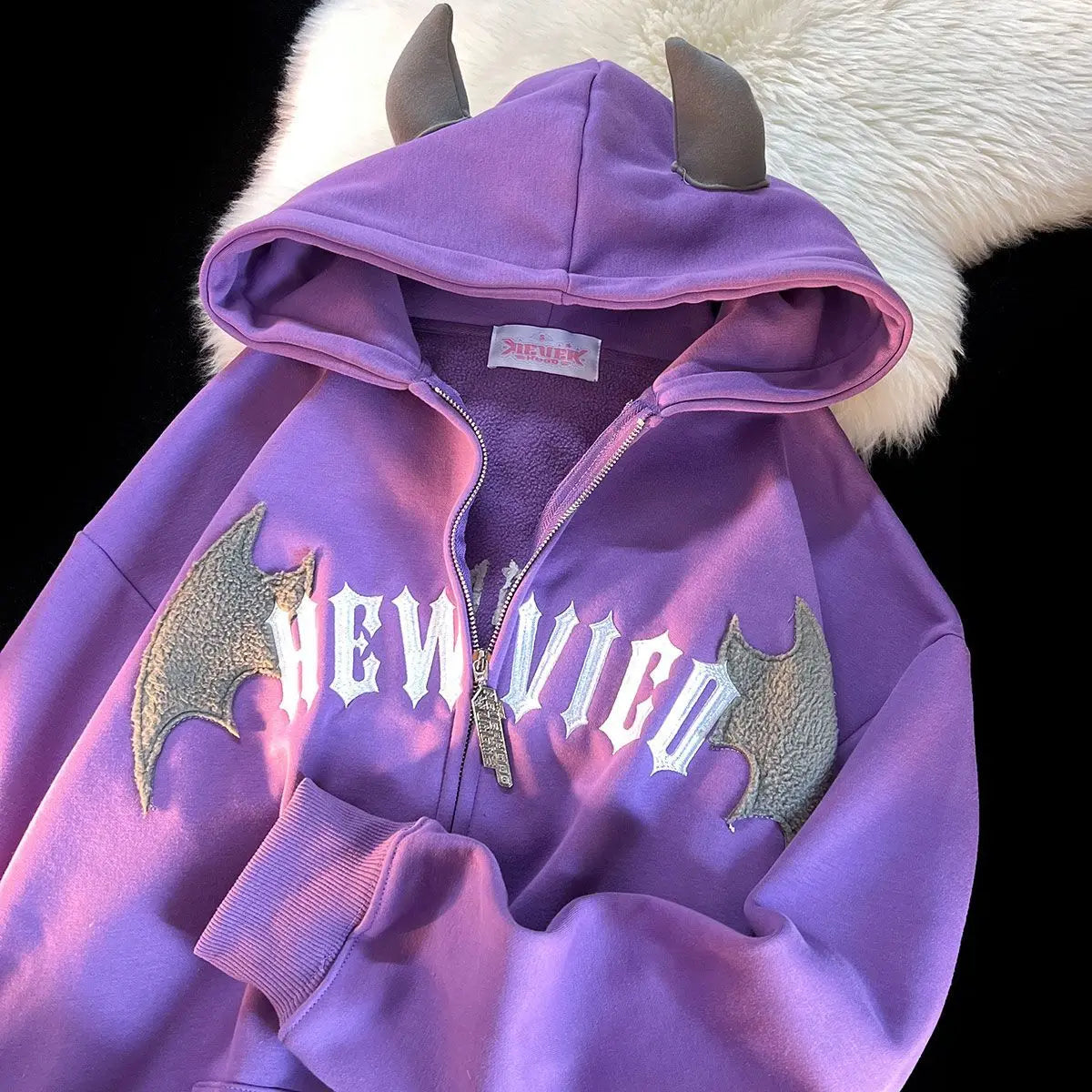 Sudaderas con capucha Oversize japonesas con bordado del diablo