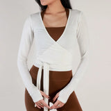 Stylish V-Neck Long Sleeve Workout T-Shirt