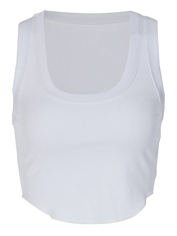 Square Neck Ribbed Tank Top